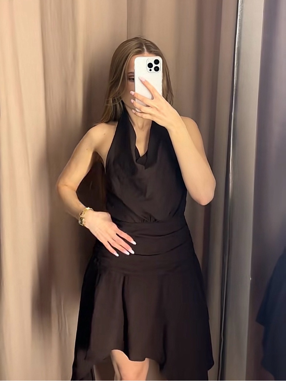 ZARA Halter Neck Brown Mini Dress NWT ❗️